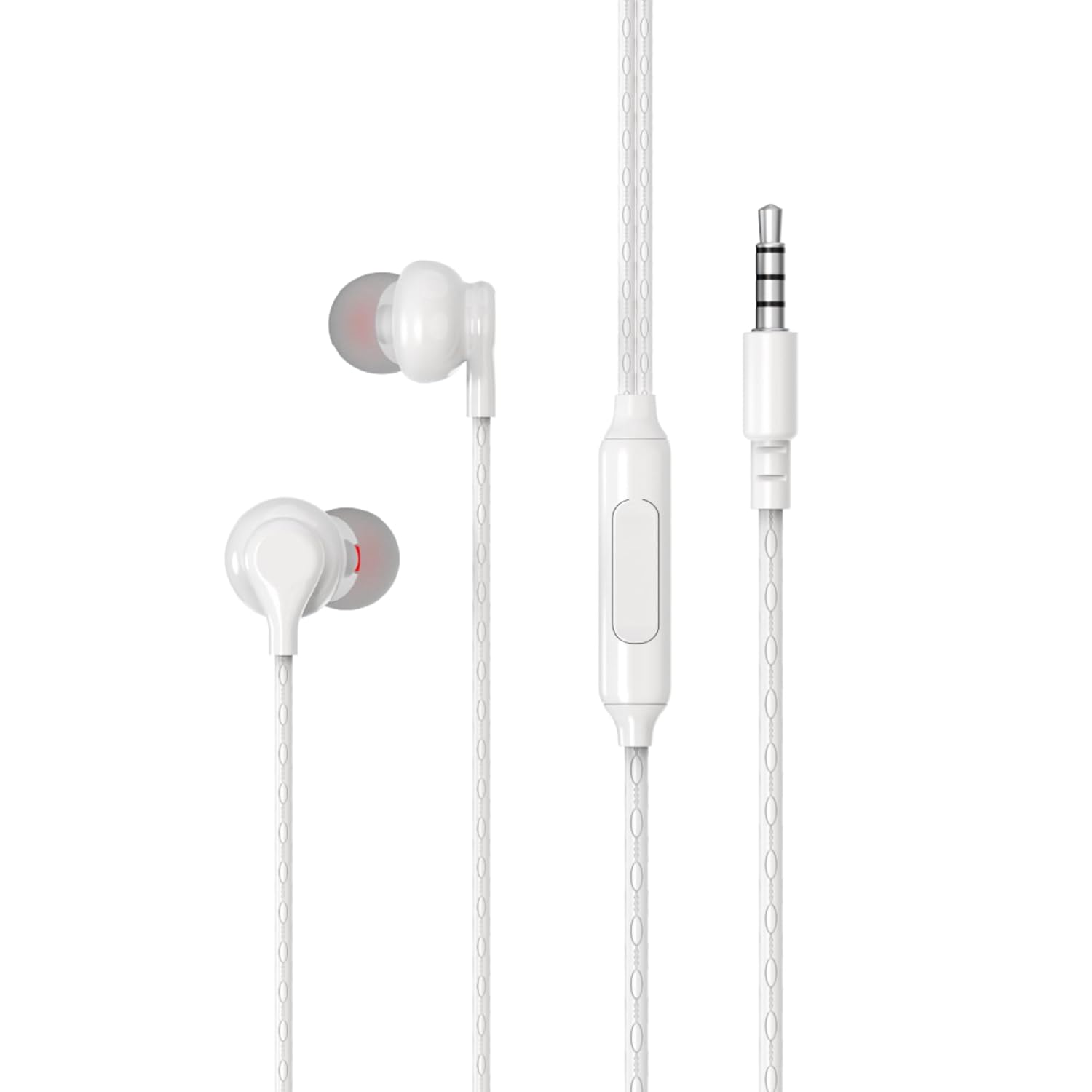 OOGE Beat 1 Wired Earphones with Mic, 3.5mm Jack, Deep Bass, Inline Controls, Lightweight and Comfortable Fit, Earphone Wired with Mic, Ideal for Laptop, Tablet, and Android Devices (White)