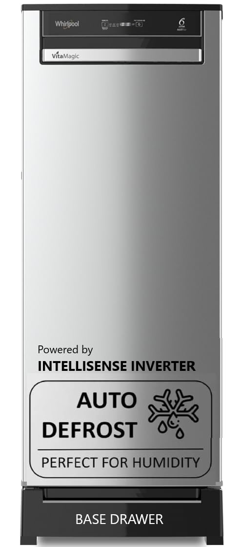 Whirlpool 192 L 3 Star Vitamagic PRO Frost Free Direct-Cool Single Door Refrigerator (215 VMPRO PRM 3S RADIANT STEEL-Z Fridge, Silver, Auto Defrost Technology)