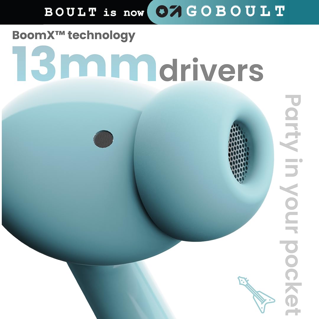 GOBOULT W20 Truly Wireless in Ear Earbuds with 40H Playtime, Zen™ ENC Mic, 45ms Low Latency, 13mm Bass Drivers, Type-C Fast Charging, Touch Control, IPX5 Ear Buds TWS (Glacier Blue)