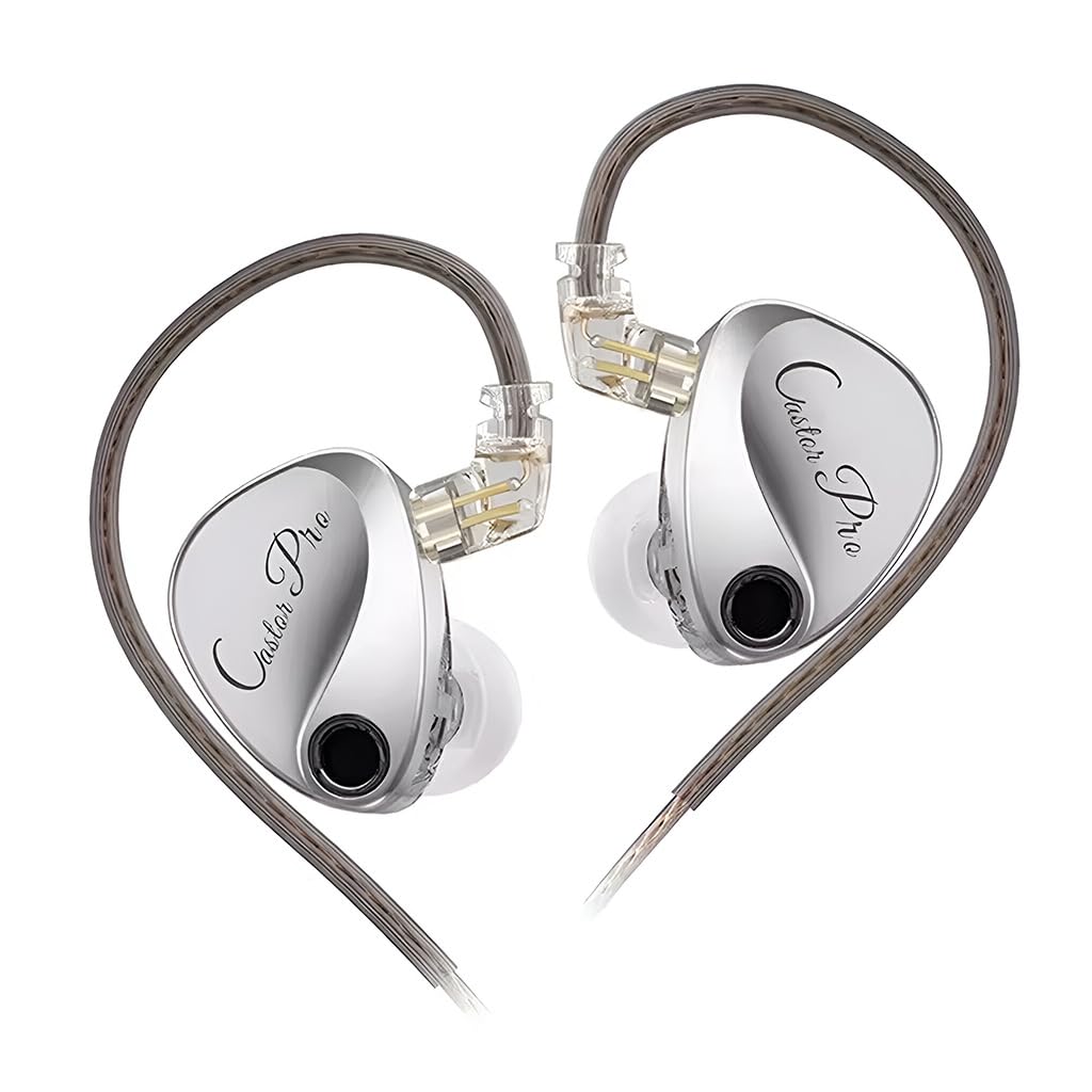 KZ Castor Pro IEM with HD Mic, Dual 10mm Dynamic Driver, Harman Target Improved Bass for Hi-Res Audio Quality, 4 Tuning Switch, Oxygen Free Copper Flat Cable, 0.78mm 2Pin & 3.5mm Plug Compatible