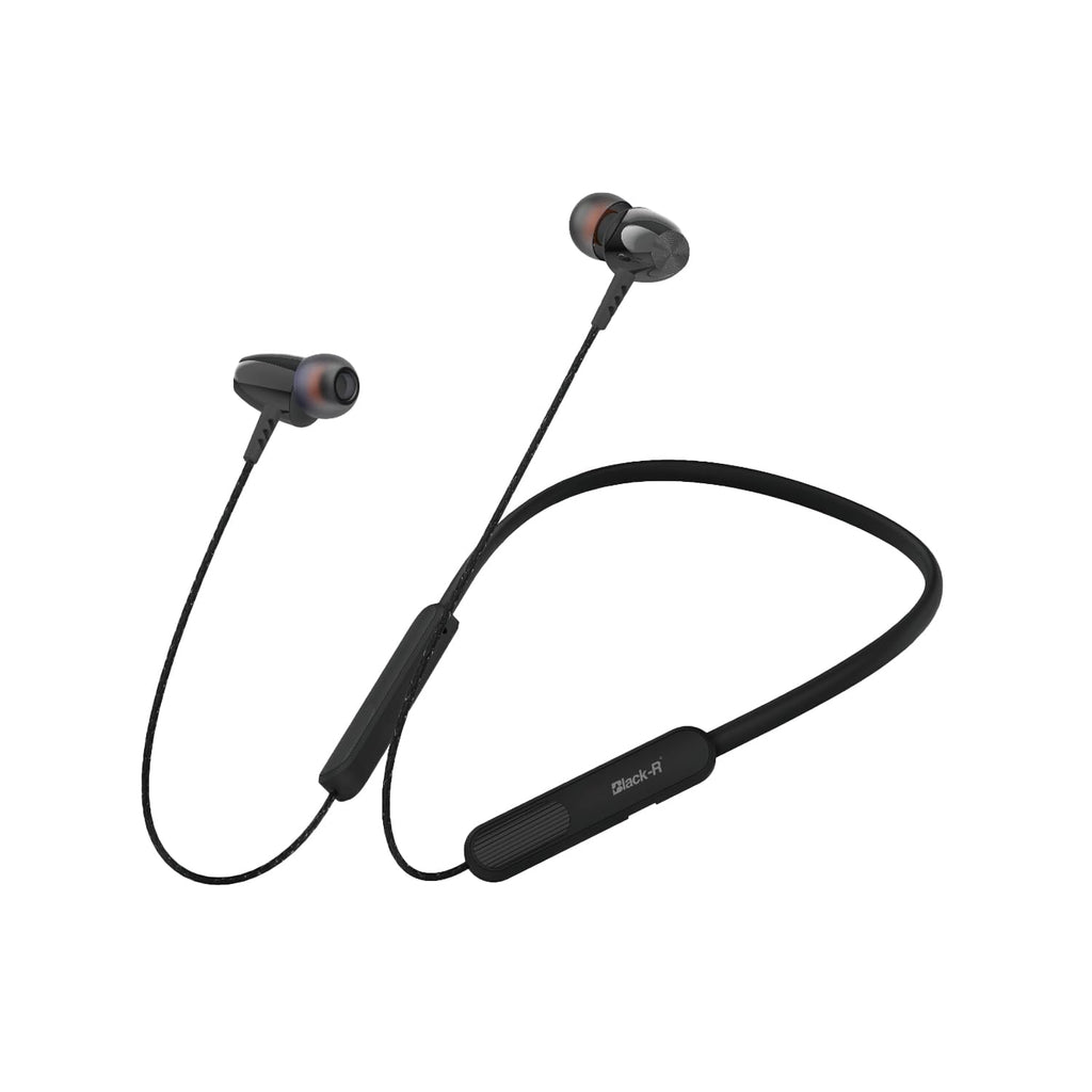 Black-R Wireless Earphone Bluetooth Headphones in Ear Neckband with Upto 130 Hours Playback, Bluetooth V5.4, Smart Bass, Lowest Latency Gaming, Wireless Headset, R-008 (Black)