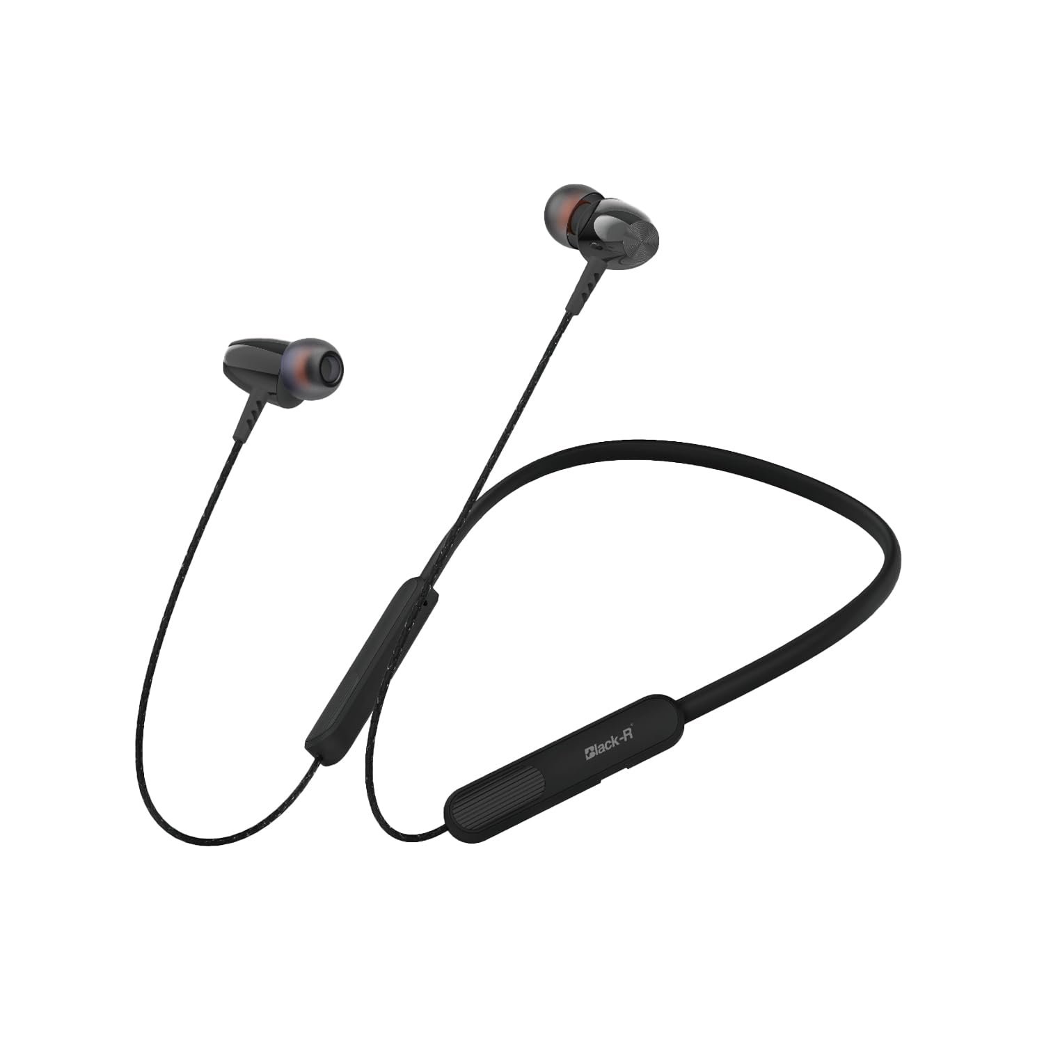 Black-R Wireless Earphone Bluetooth Headphones in Ear Neckband with Upto 130 Hours Playback, Bluetooth V5.4, Smart Bass, Lowest Latency Gaming, Wireless Headset, R-008 (Black)