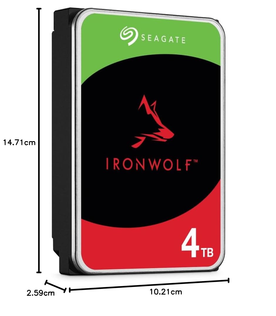 Seagate IronWolf 4TB NAS Internal Hard Drive HDD CMR 3.5 Inch SATA 6Gb/s 5400 RPM 256MB Cache for RAID Network Attached Storage with 3-Years Data Recovery Services (ST4000VN006)