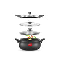 Pigeon by Stovekraft All in One Ceramic Super Outer Lid Cooker, 5 Liters, Black/Transparent - Aluminium & Stainless Steel
