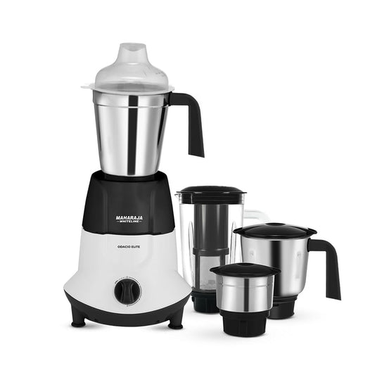 Maharaja Whiteline Odacio Elite Mixer Grinder With 4 Jars | 750 Watt | 20,000 RMP Motor | Stainless Steel Blade | 2 Years Warranty | Black & White