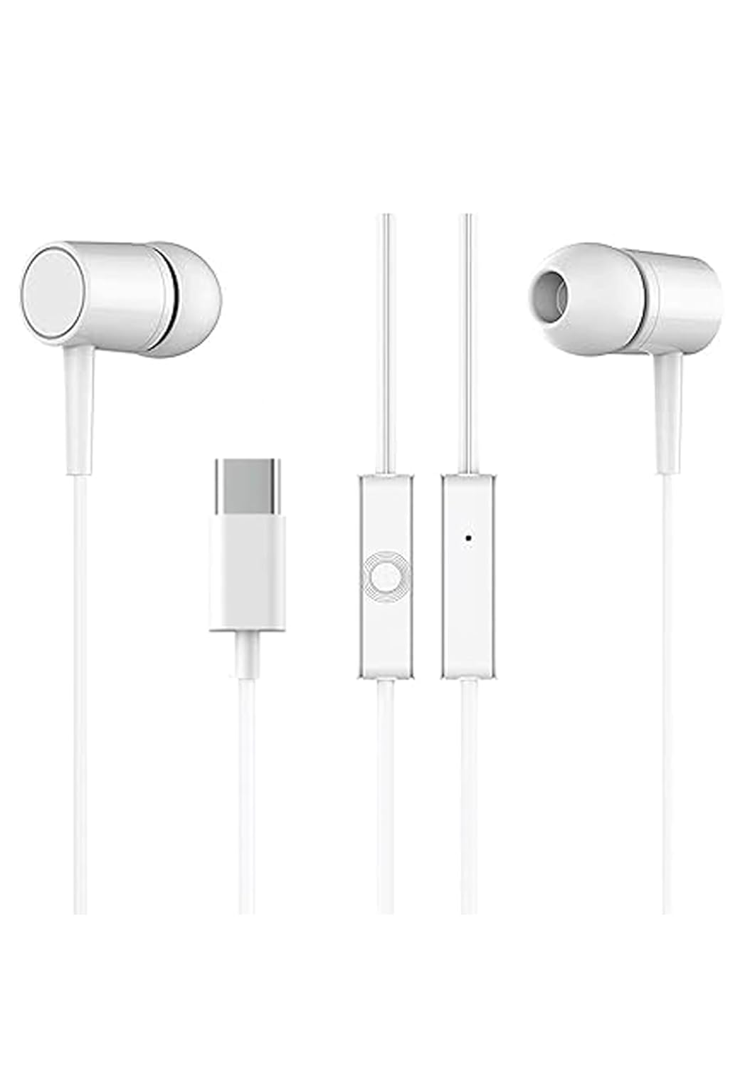 Branded Type C Headphones with Mic, in-Ear Design, 12mm Driver for Deep Bass and Clear Sound, C Type Earphones Wired, Compatible with iPhone, Android Smartphones, Tablets, and USB C Devices (White)
