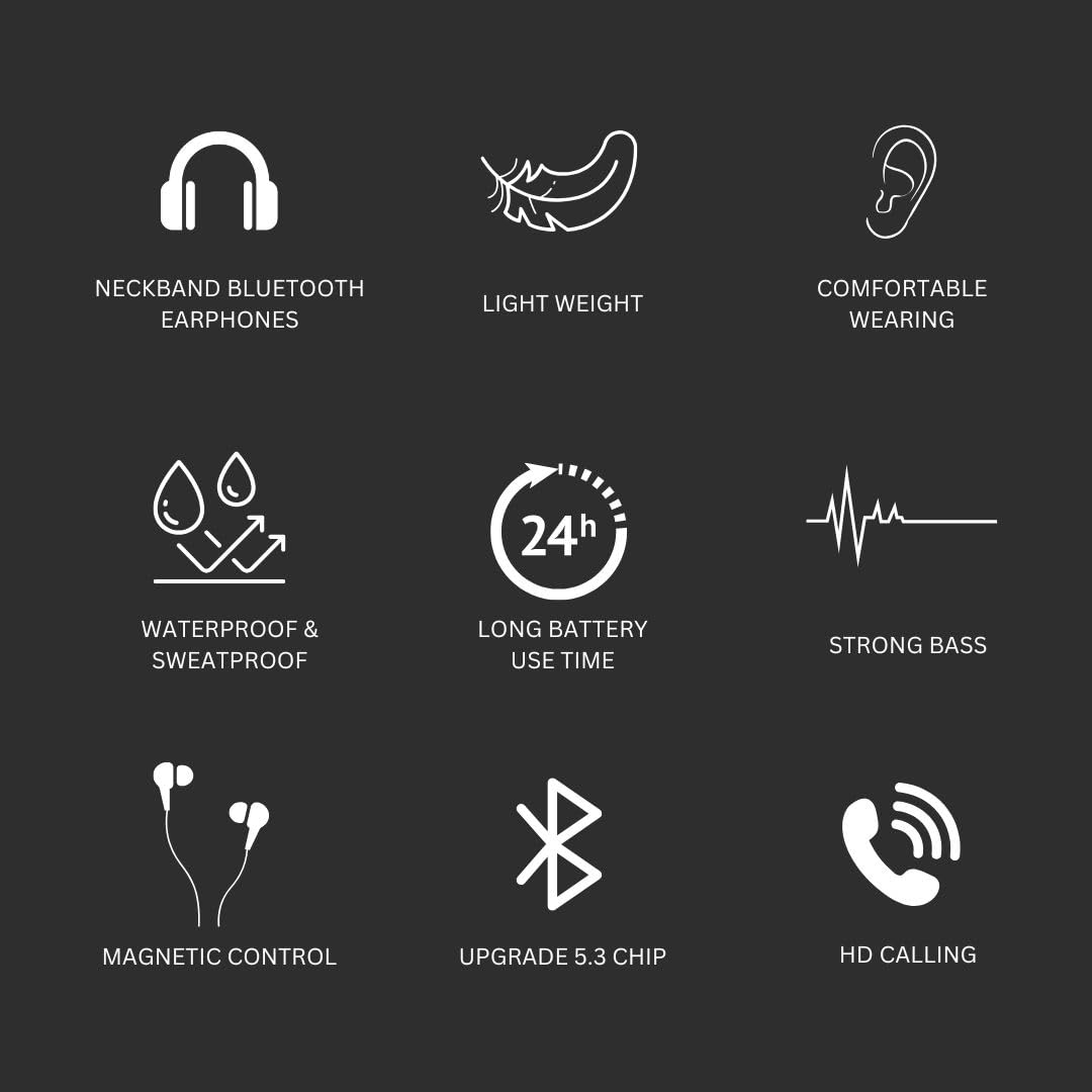 ModishOmbre Beast Wireless Neckband | 24HRS Playtime | Fast Charging Bluetooth Earphones | Auto Connect | Deep Bass HD Sound | Noise Reduction Mic | IPX4 Water Resistant