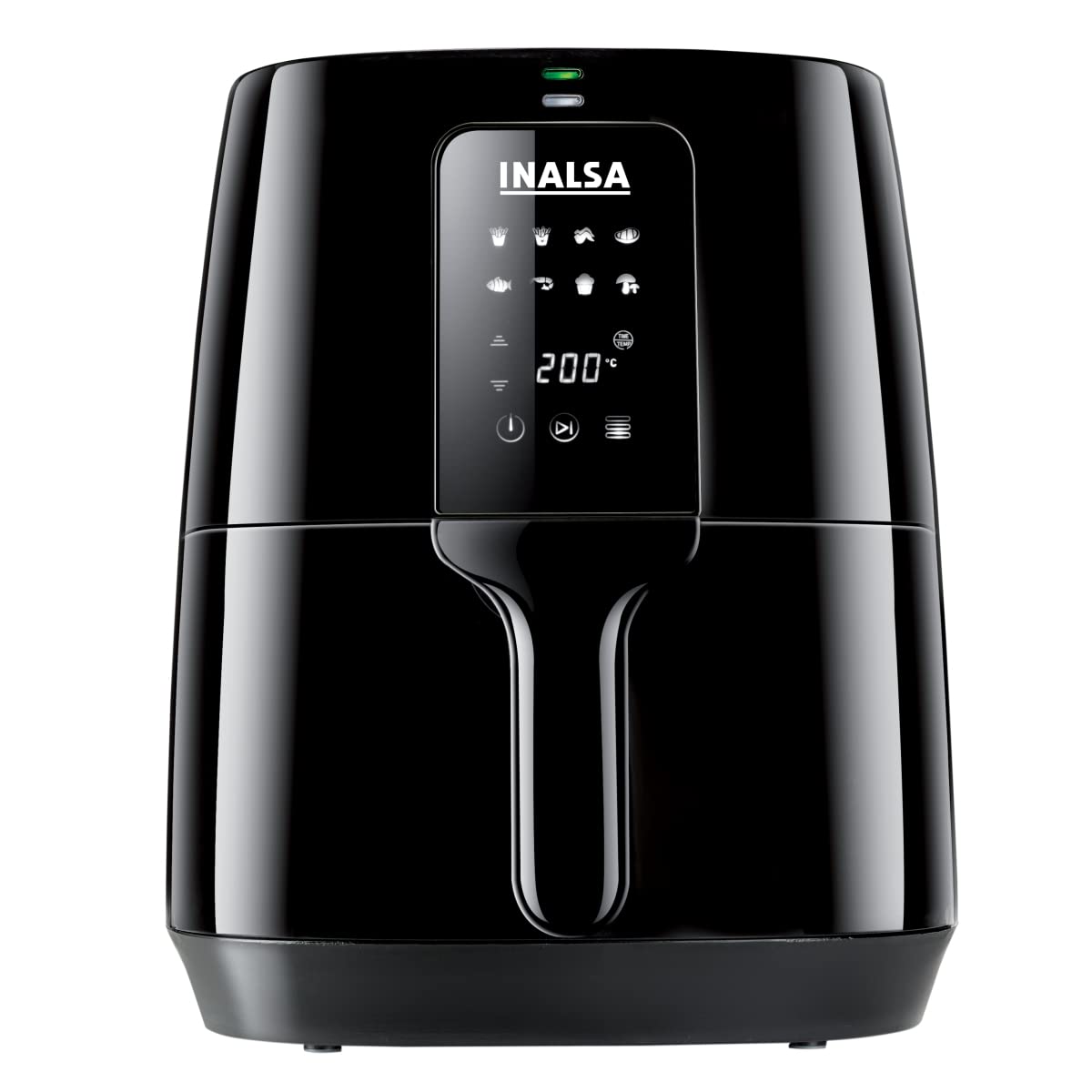 INALSA Air Fryer for Home|5.5 liter Capacity|Visible Window & Internal Light|1600 W with Smart AirCrisp Technology|6-In-1 Appliance With 8 Preset Menu & Digital Display (Tasty fry DW5.5) Black