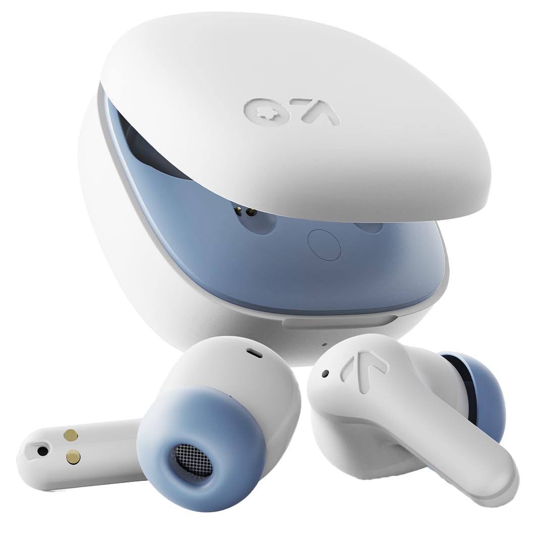 GOBOULT K10 Truly Wireless Bluetooth in Ear Earbuds with 50H Playtime, 4 Mic Clear Calling, 45ms Low Latency, 10mm Drivers, Touch Controls, Type-C Fast Charging, TWS Ear Buds Wireless (Ice Blue)