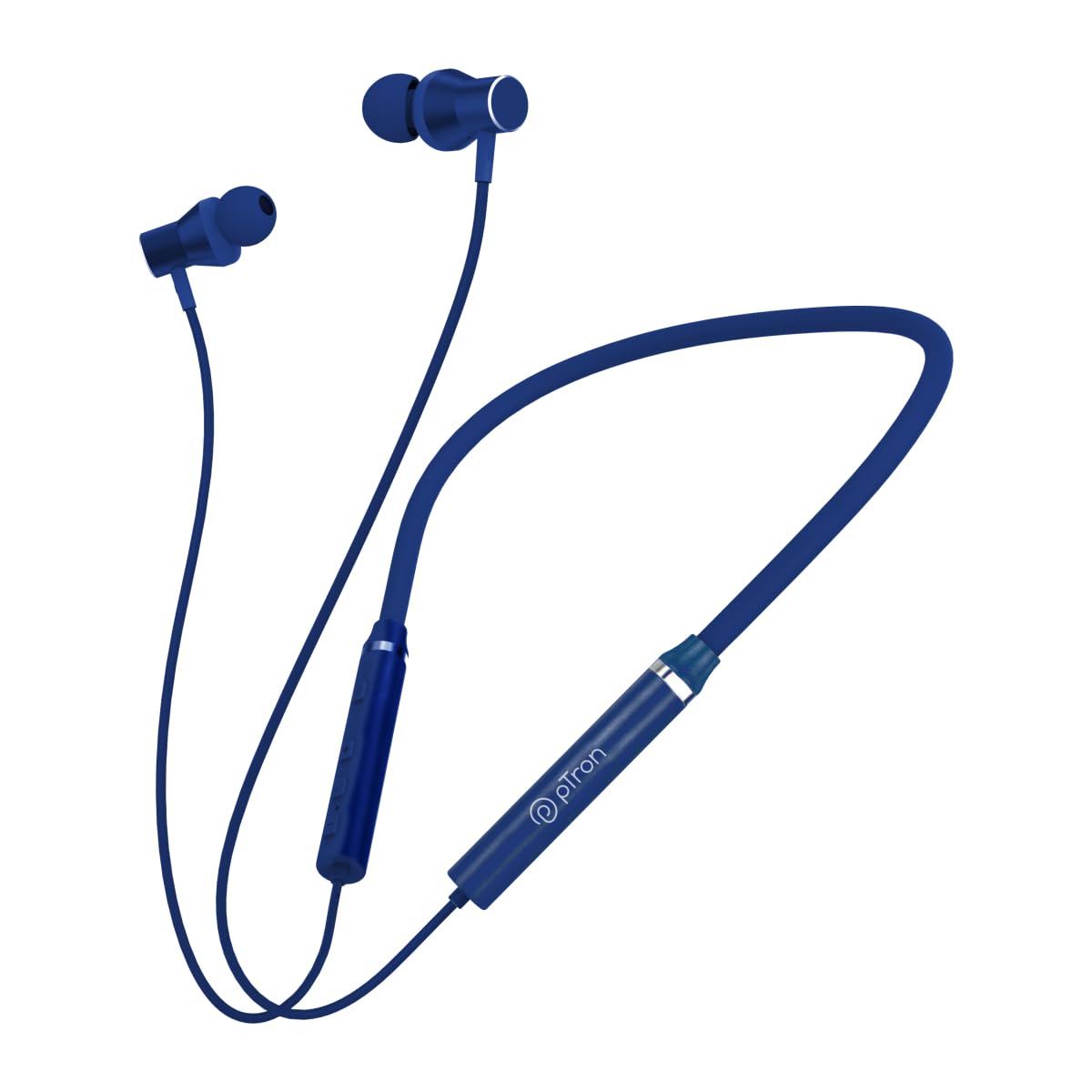 pTron Tangentbeat in Ear Bluetooth Wireless Headphones with Mic, Punchy Bass, 10mm Drivers, Clear Calls, Dual Pairing, Fast Charging, Magnetic Buds, Voice Assist & IPX4 Wireless Neckband (Dark Blue)