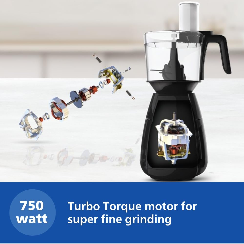 PHILIPS Mixer Grinder + Food Processor, 3-in-1 750 Watt (Mixer Grinder for home + Juicer + Food Processor) 4 Jar, (HL7707/01)