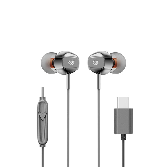 OOGE Beat 5 Wired in Ear Headphones with Mic & Magnetic Eartips, High Bass (PureTone), Type-C Jack, Inline Control, Premium Metallic Finish, Angled Buds for Comfort fit (Platinum)