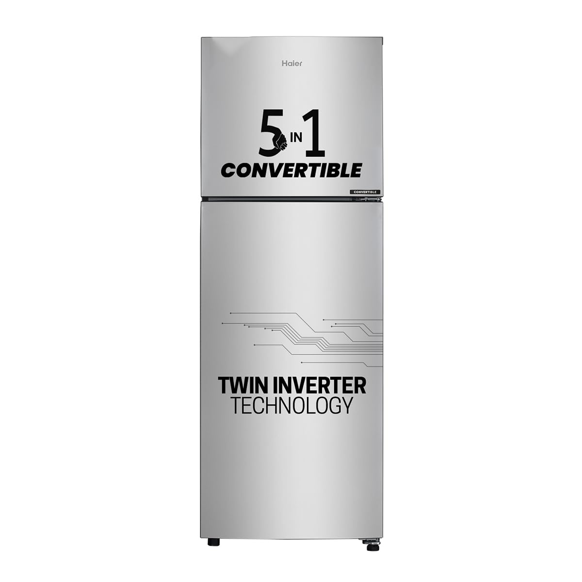 Haier 237 L, 3 Star, 8 In 1 Convertible, Twin Inverter Technology, Bottom Mounted Frost Free Double Door Refrigerator (HEB-243GB-P, GE Black)