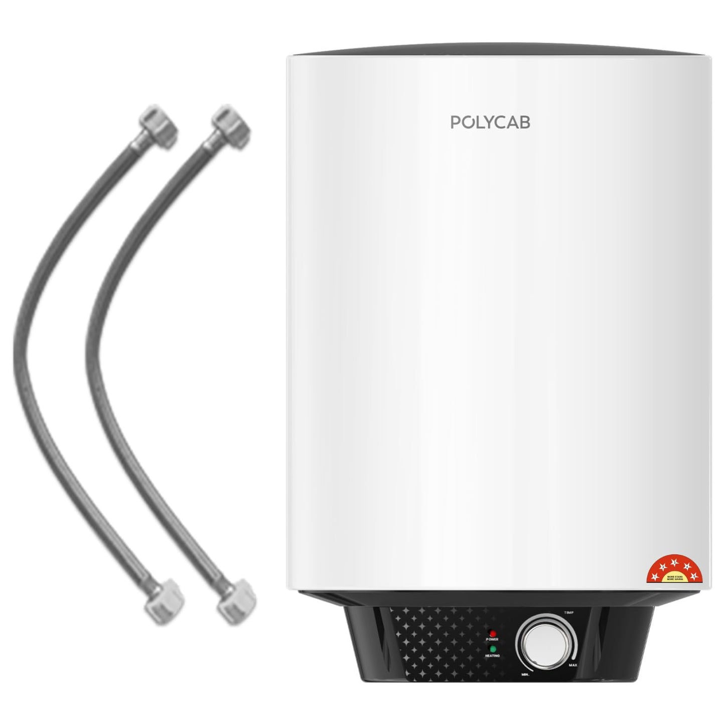 POLYCAB Celestia Prime 5-Star 15 Litre Water Heater (Geyser) | Free Connecting Pipe | 5-Year Tank Warranty by POLYCAB | Temperature Control Knob | Faster Heating, Shock Resistant【White】