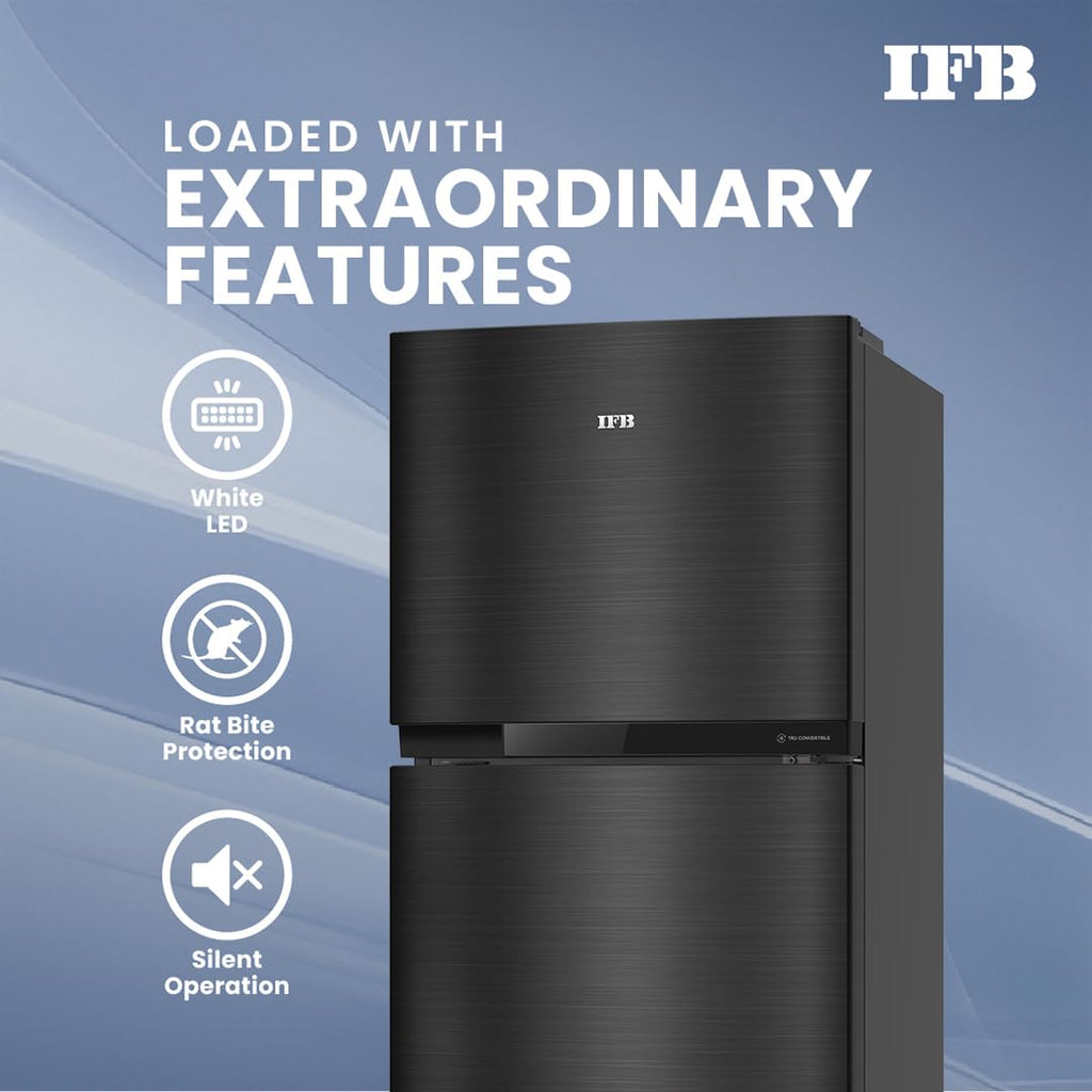 IFB 241L 3 Star Tru Convertible 10-in-1 Advanced Inverter Frost Free Double Door Refrigerator (IFBFF-2913DKSET, Metal Black, 360 Degree Cooling, Extraordinary Space)