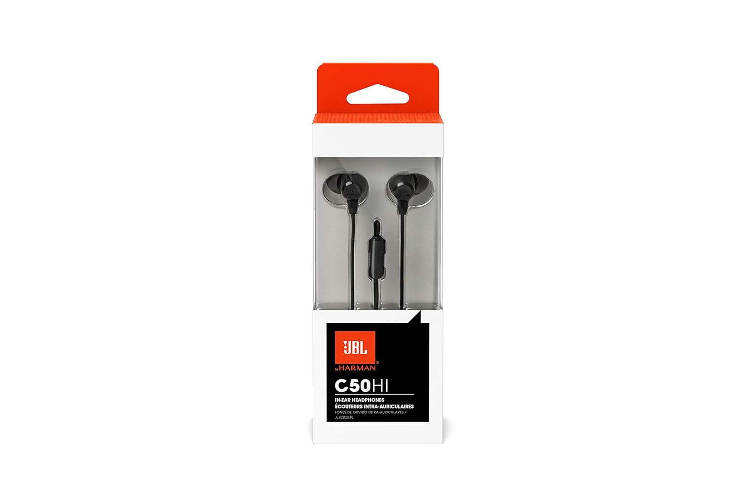 JBL C50HI, Wired in Ear Headphones with Mic, One Button Multi-Function Remote, Lightweight & Comfortable fit (Black)