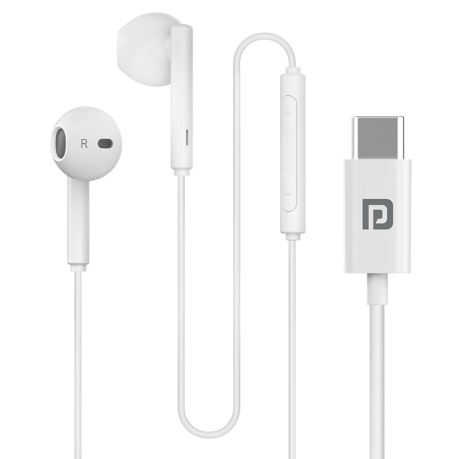 Portronics Conch Theta C in Ear Type C Wired Earphones with in Line HD Mic, Powerful Audio, 14.2mm Driver, Unique Earbuds Design, TPE Anti Tangle Wire, in line Controls, Wide Compatibility(Black)