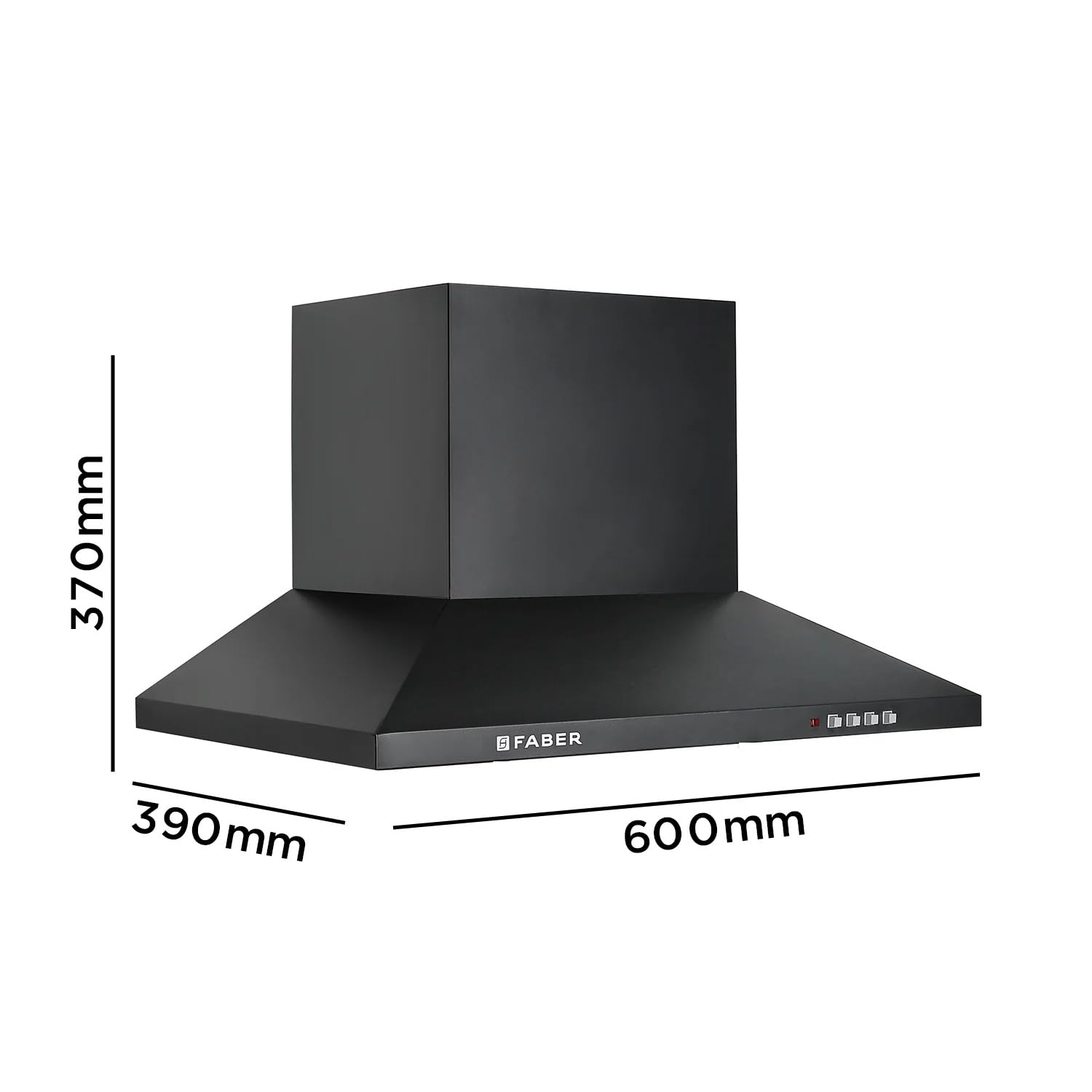 Faber 60 cm 1000 m³/hr Kitchen Chimney (HOOD PLUTO PB BF BK 60, Baffle Filter, Push Button, Black)