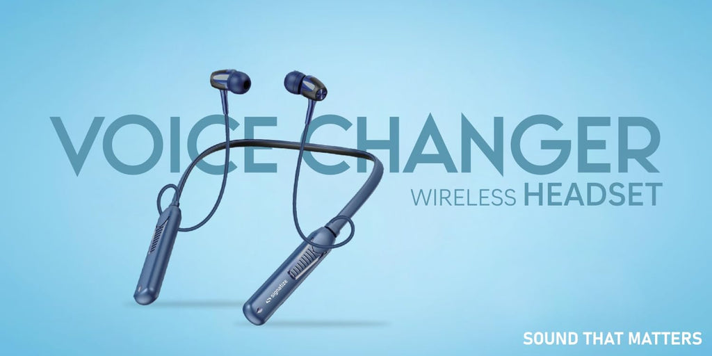 SIGNATIZE Neckband Bluetooth Headphones with 55 Hours Playtime with 10mm Drivers, Rich Music Experience, BT 5.3v, Type C Fast Charging, Neckband Earphones & IPX4 Water Resistant (Blue)
