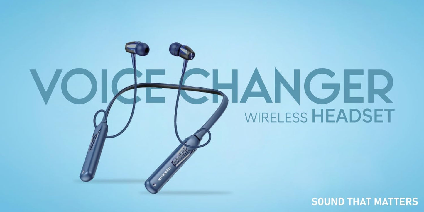 SIGNATIZE Neckband Bluetooth Headphones with 55 Hours Playtime with 10mm Drivers, Rich Music Experience, BT 5.3v, Type C Fast Charging, Neckband Earphones & IPX4 Water Resistant (Blue)