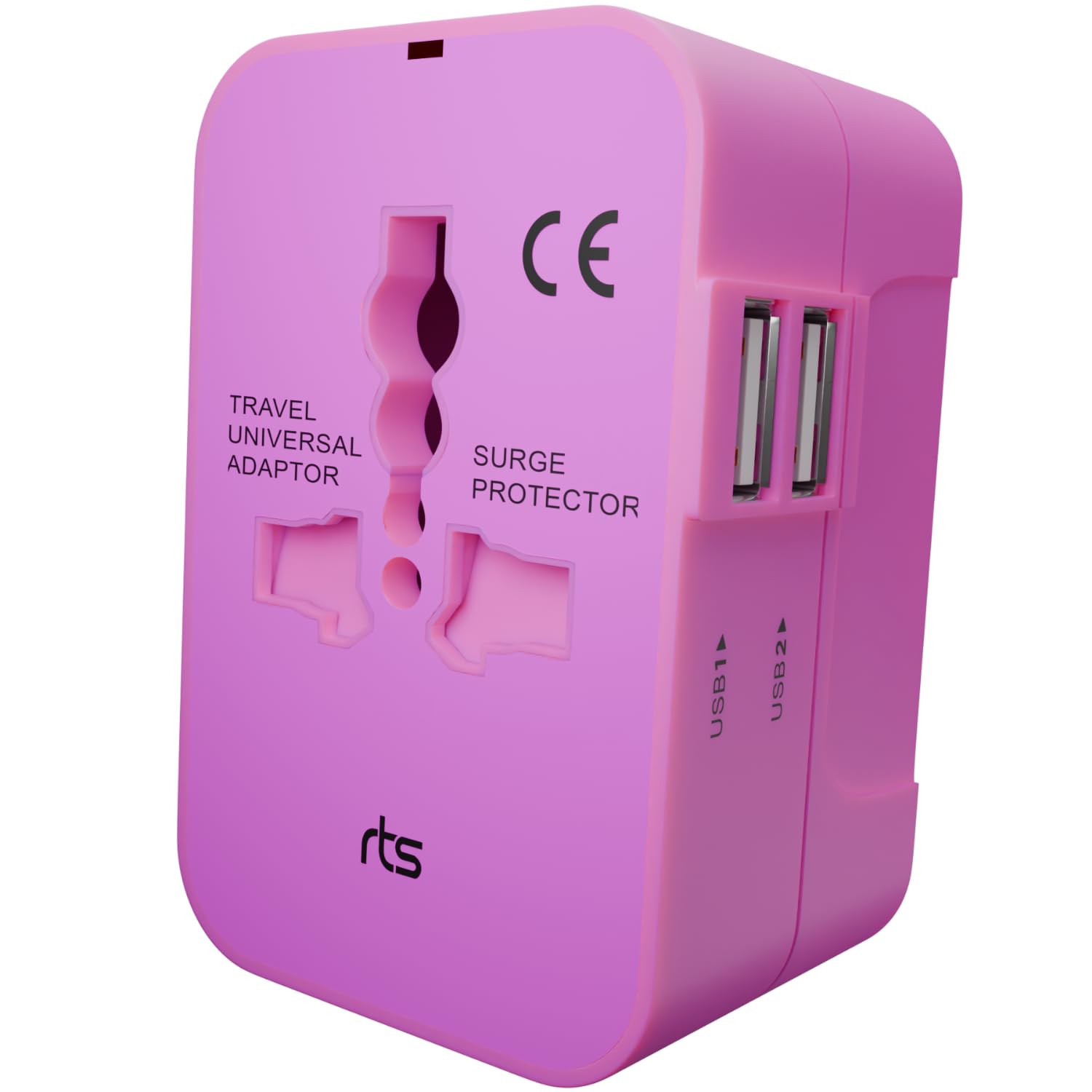 rts Universal Travel Adapter, International All in One Worldwide Travel Adapter and Wall Charger with USB Ports with Multi Type Power Outlet USB 2.1A,100-250 Voltage Travel Charger (Black)