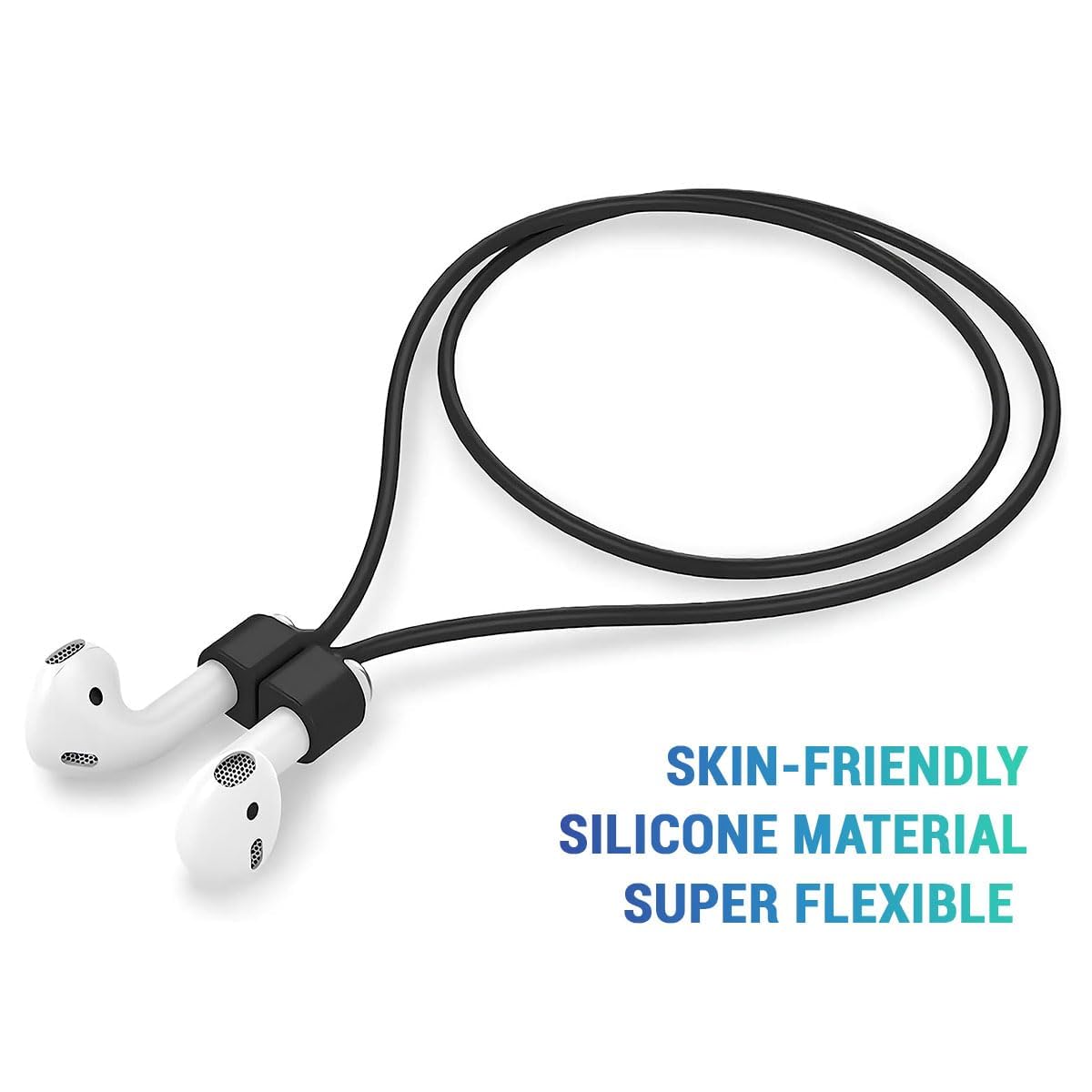 KEKOZE Anti-Lost Magnetic Strap Silicone Cable Connector String Compatible with Apple Wireless Pro/Pro 2/1,2&3 / Neck Rope Cord - Black
