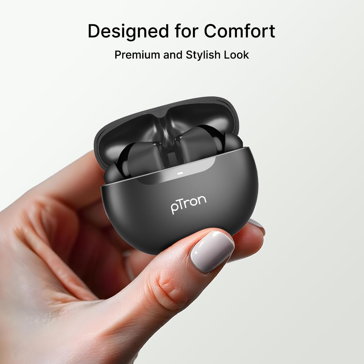 pTron Bassbuds Astra in-Ear TWS Earbuds with Stereo Sound, 34Hrs Playtime, Stereo Calls, Bluetooth V5.3 Headphones with Quick Pairing, Touch Control, Voice Assistant, Type C Charging & IPX4 (Black)