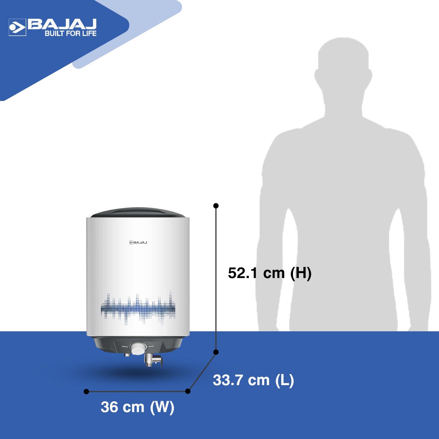 Bajaj Shield Series New Shakti 15L Storage Wall Mount Water Heater For Home|5-Star Rated Geyser|Child Safety Mode|For High Rise Buildings|10-Yr Tank 6-Yr Element 4-Yr Product Warranty 【White & Grey】