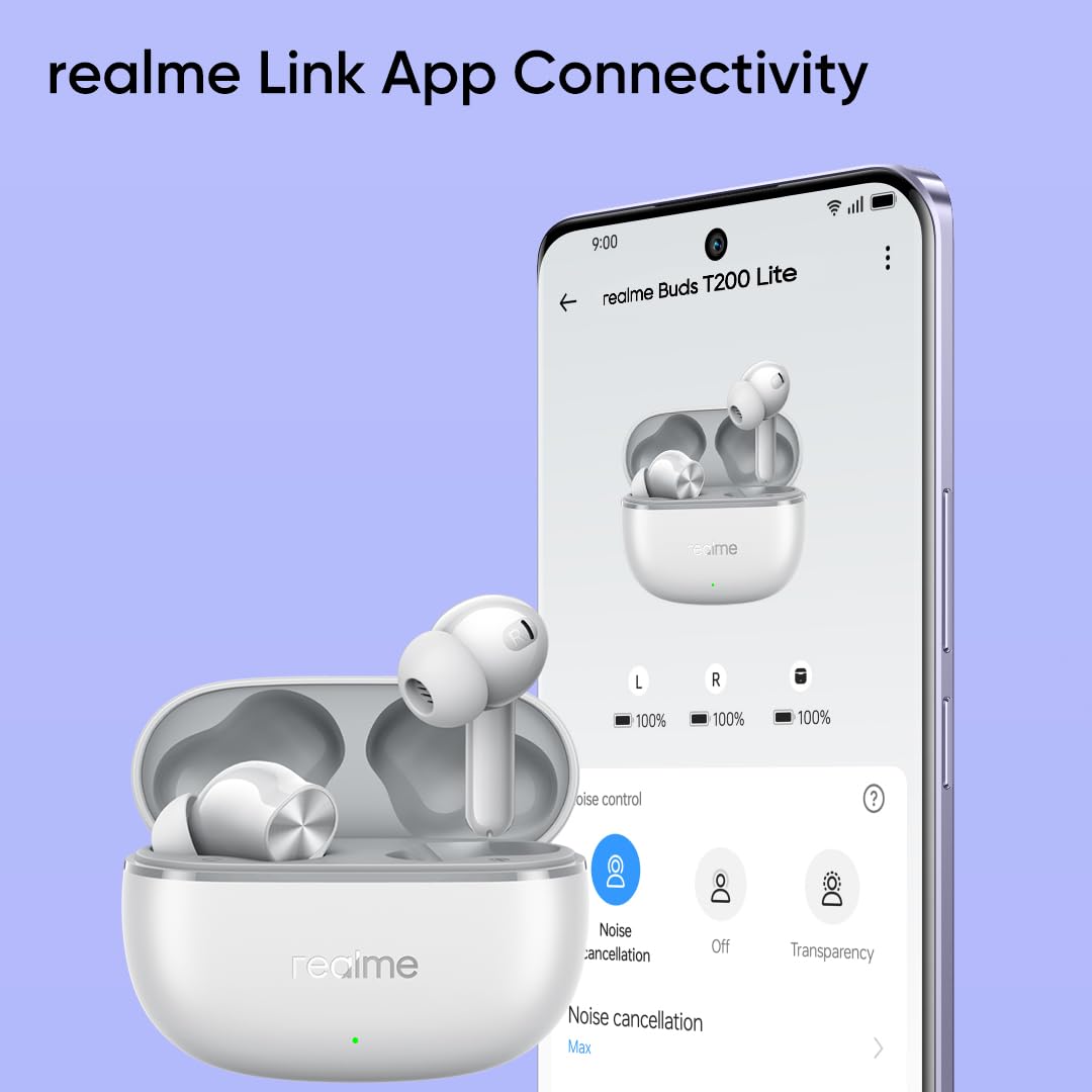 realme Buds T200 Lite Bluetooth in Ear Earbuds,4 Mic, AI ENC for Calls,48 Hours Total Playback with Fast Charging and Ultra Low Latency Gaming TWS,Google Fast Pair,with mic (Storm Grey)