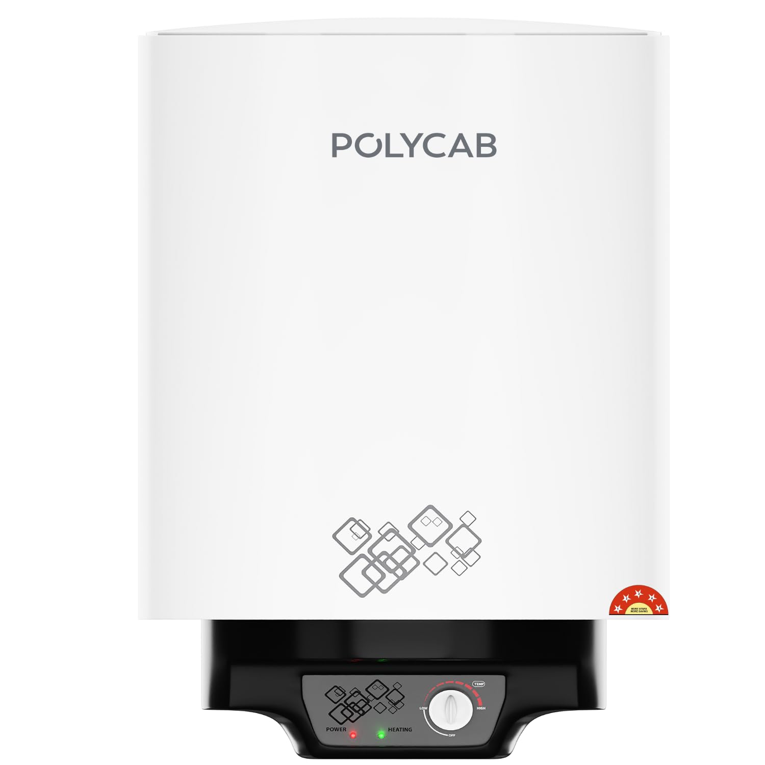 POLYCAB Celestia Prime 5-Star 15 Litre Water Heater (Geyser) | Free Connecting Pipe | 5-Year Tank Warranty by POLYCAB | Temperature Control Knob | Faster Heating, Shock Resistant【White】