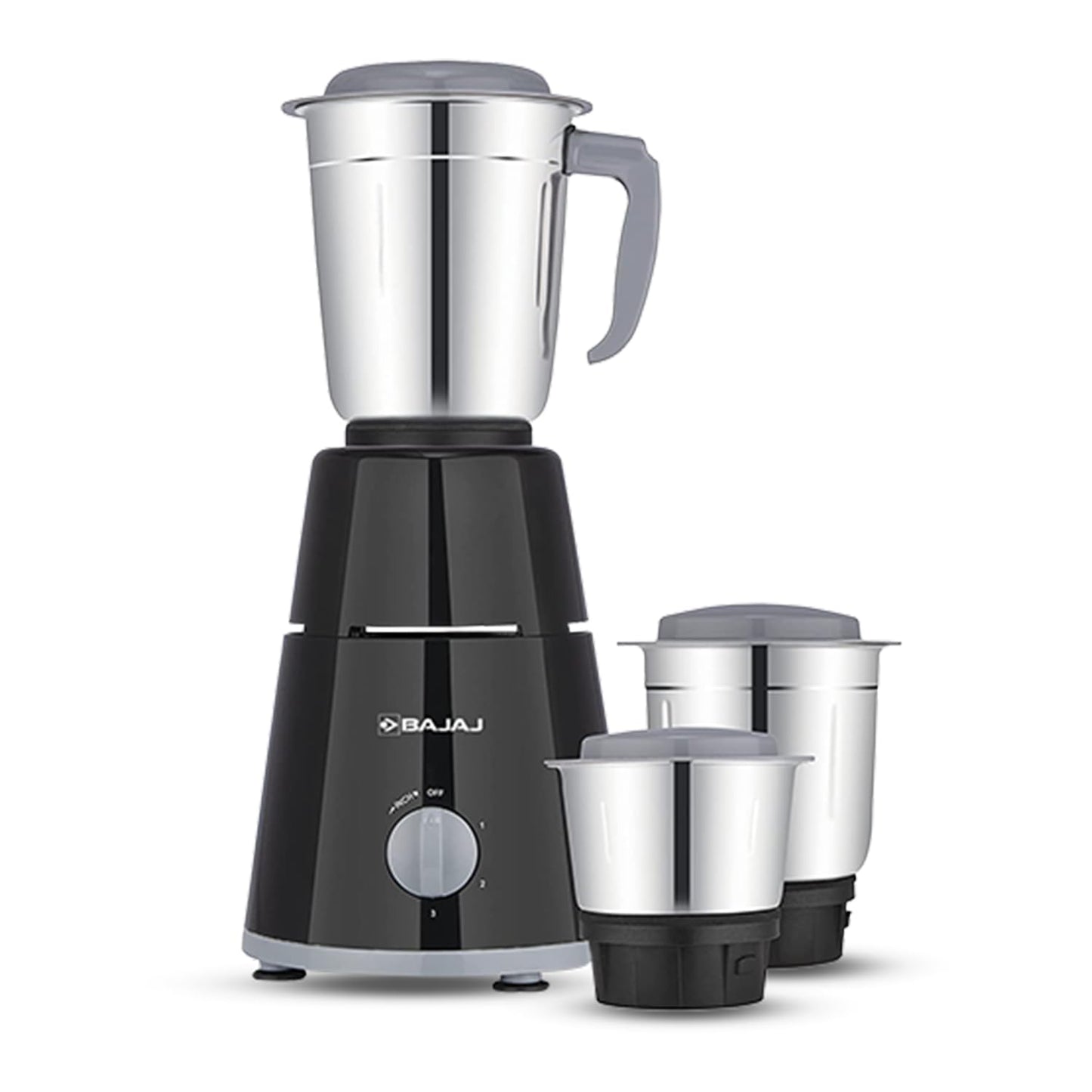 Bajaj GX-1 Mixer Grinder 500W | Superior Mixie For Kitchen | 2-In-1 For Dry Grinding | Blade Function With Titan Motor | 3 Stainless Steel Mixer Jars | 1 Year Product Warranty By Bajaj 【Black】