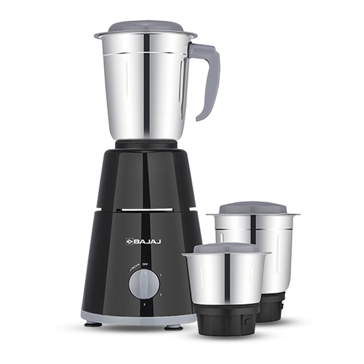 Bajaj GX-1 Mixer Grinder 500W | Superior Mixie For Kitchen | 2-In-1 For Dry Grinding | Blade Function With Titan Motor | 3 Stainless Steel Mixer Jars | 1 Year Product Warranty By Bajaj 【Black】