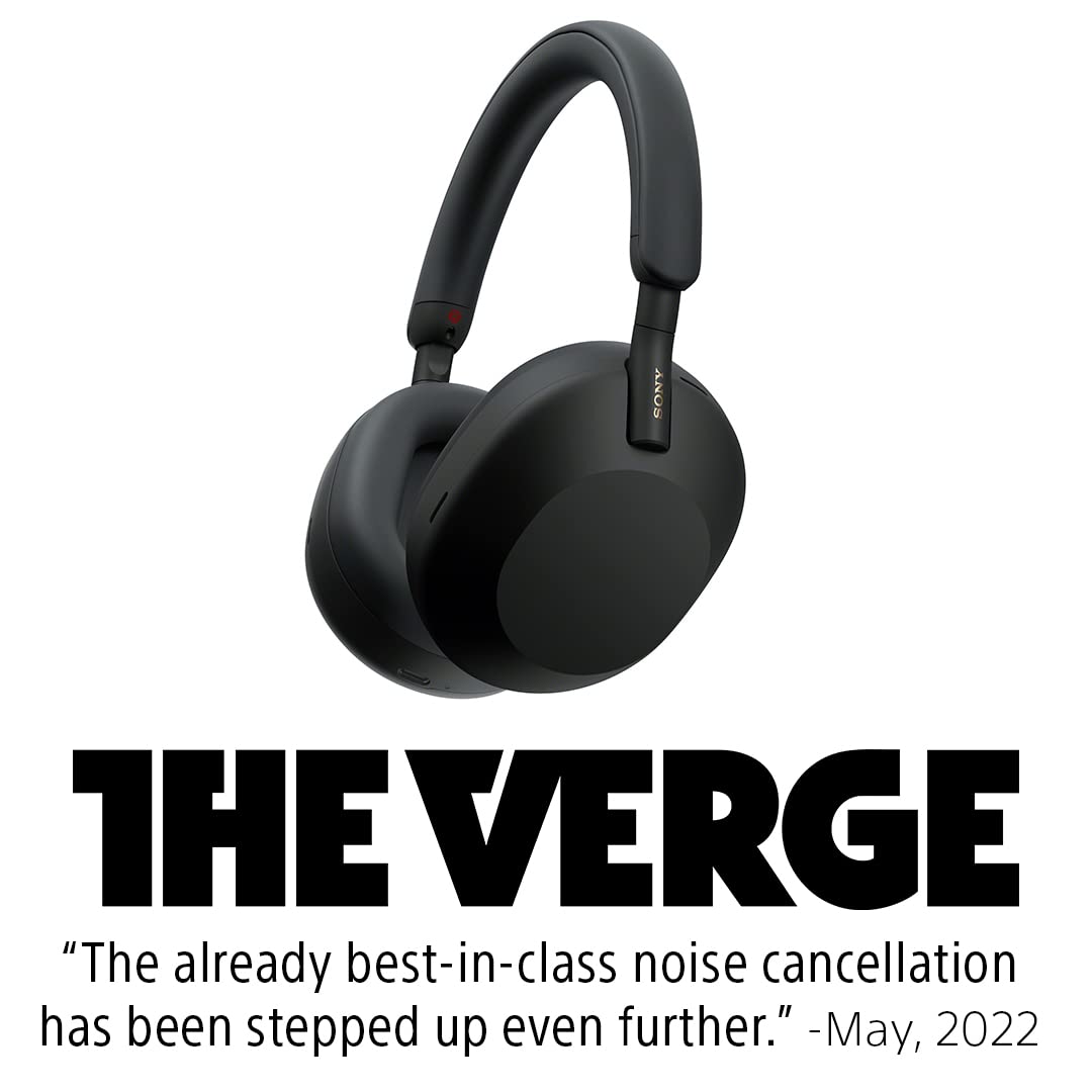 Sony WH-1000XM5 Best Active Noise Cancelling Wireless Bluetooth Over Ear Headphones with Mic for Clear Calling,Battery Life 30 Hours -Black