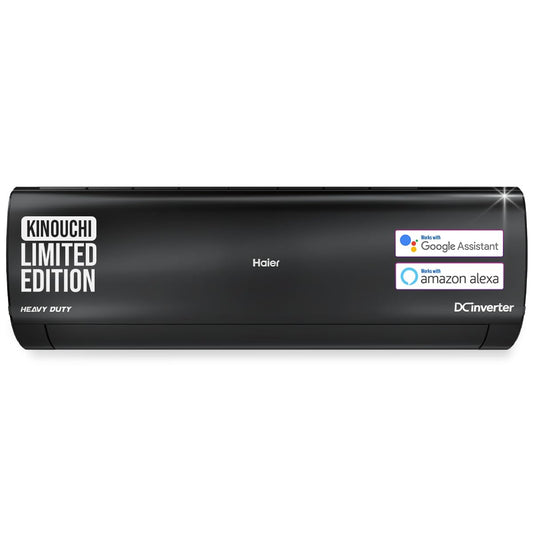 Haier Black Edition 1.5 Ton 5 Star AI Climate Control Smart Split AC (5460 Watts, Copper, HEXA Inverter, Heavy Duty, 4-Way Swing, Frost Clean, HD Filter, Cools at 60°C-HSU19K-PZAIB5BN-INV, Black)