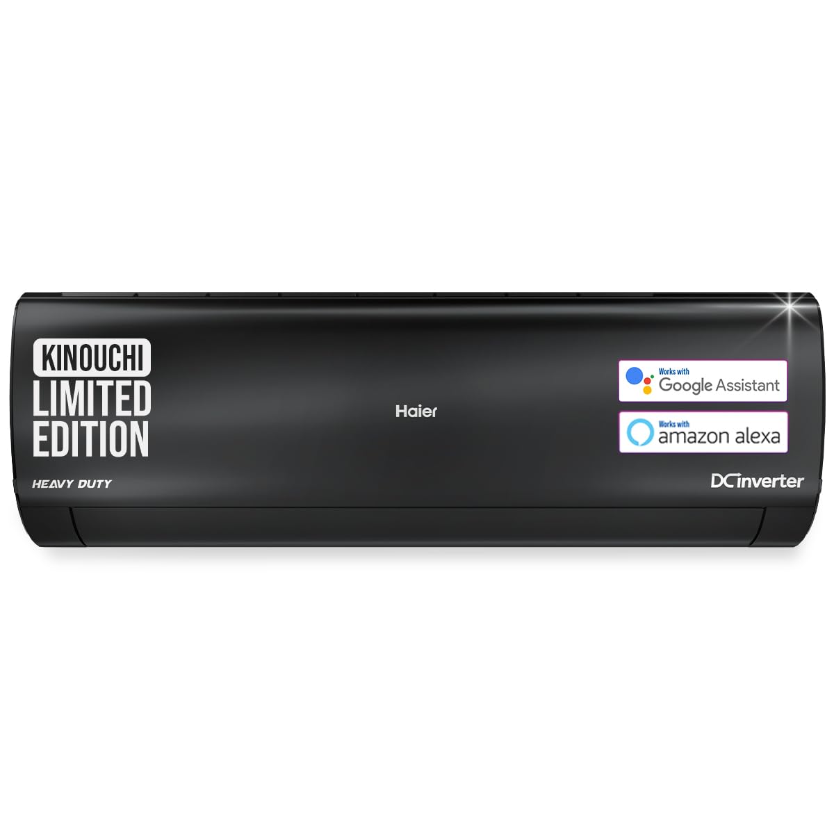 Haier Black Edition 1.5 Ton 5 Star AI Climate Control Smart Split AC (5460 Watts, Copper, HEXA Inverter, Heavy Duty, 4-Way Swing, Frost Clean, HD Filter, Cools at 60°C-HSU19K-PZAIB5BN-INV, Black)
