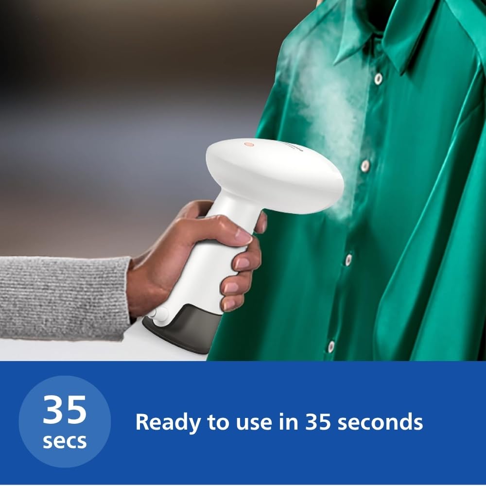 PHILIPS Handheld Garment Steamer STH1010/10 - Compact, Convenient Vertical Steaming, 900 Watt Quick Heat Up, Kills 99.9%* Bacteria