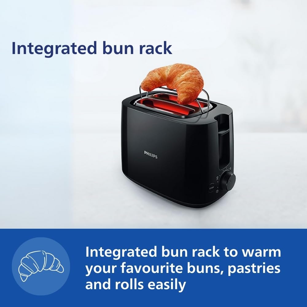 Philips Daily Collection HD2583/90 600-Watt 2 in 1 - Toaster and Sandwichmaker (Black)