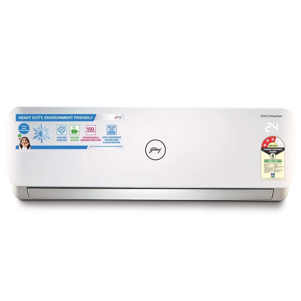 Godrej 1 Ton 3 Star, 5 Years Comprehensive Warranty, AI Powered, 5-In-1 Convertible Cooling, Inverter Split AC (Copper, 2025 Model, Heavy duty cooling at 52 °C, AC1T EI 12PINV3R32 WYQ 3S, White)