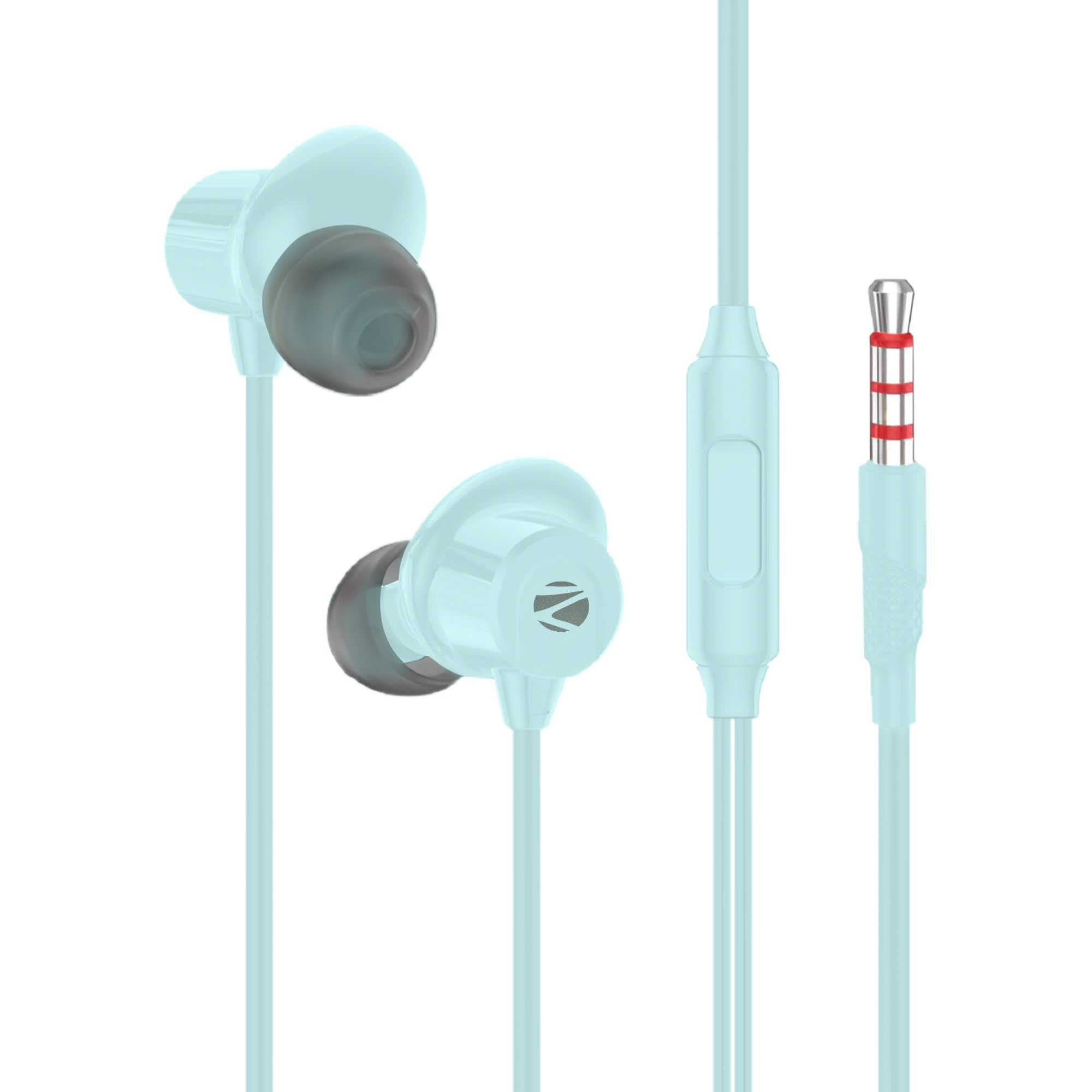 ZEBRONICS Buds 50, 3.5mm, in-Ear, Wired Earphones, in-Line MIC, 10mm Neodymium Bass Drivers, 1.2m Soft Silicon Cable, Magnetic Earbuds, Compatible with Mobile | Tablet | Laptop (Green)