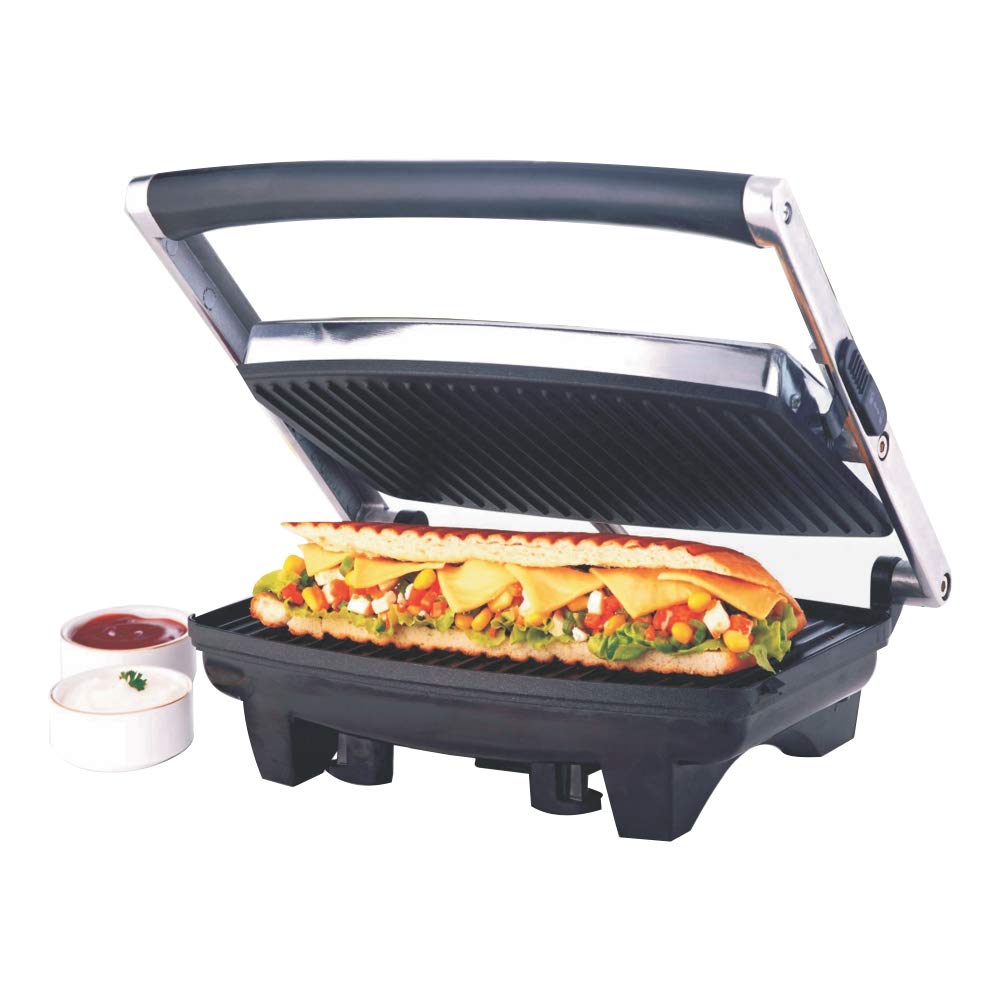 Borosil Jumbo Grill Sandwich Maker | Can Make 4 Sandwich At a Time | Electric Toaster Maker | Non-Stick Coating Plates Opens to 180°, BPA & PTFE Free | Power Indicators | 2 Year Warranty (2000W)