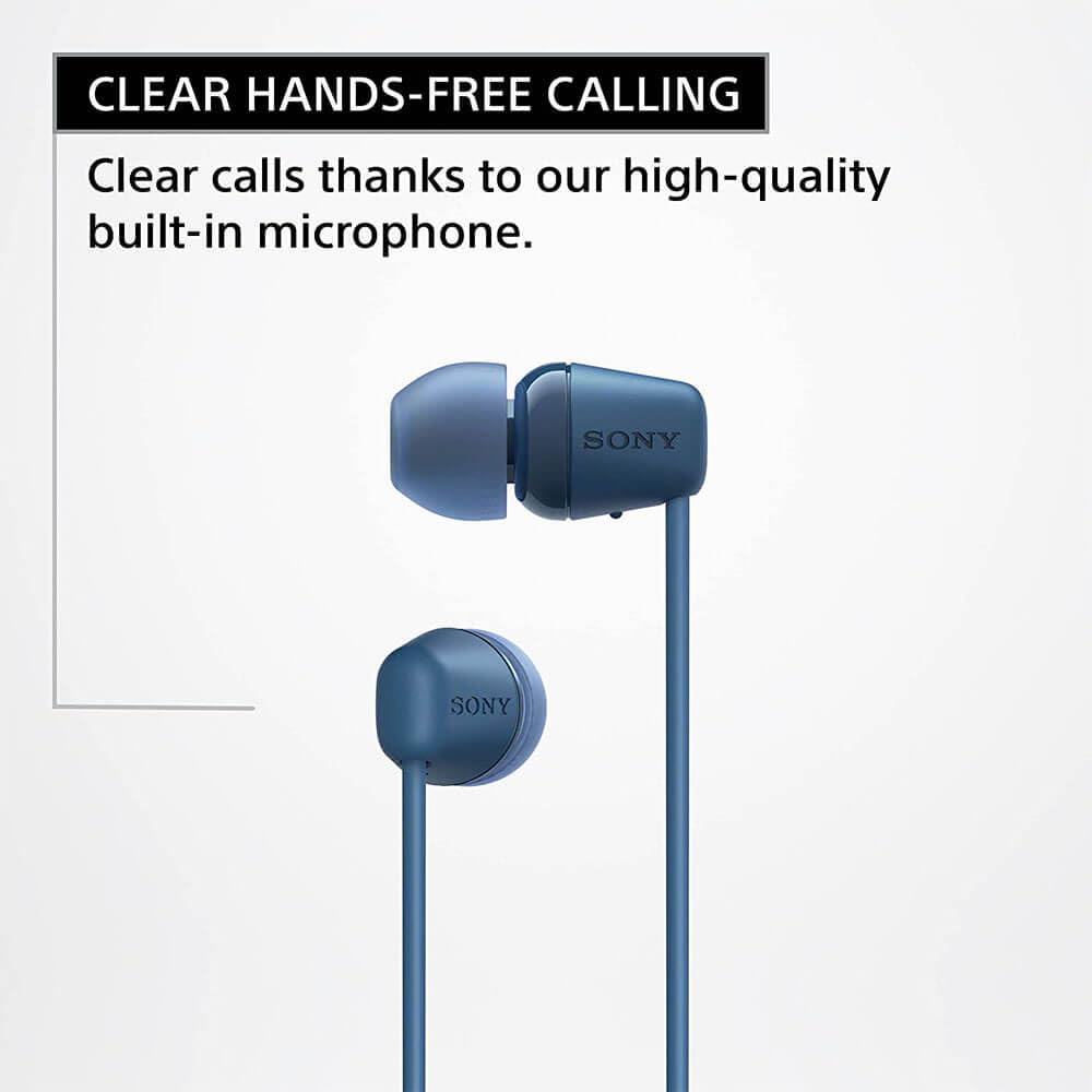 Sony WI-C100 Wireless Headphones with Customizable Equalizer for Deep Bass & 25 Hrs Battery, DSEE-Upscale, Splash Proof, 360RA, Fast Pair, in Ear Bluetooth Headset with Mic for Phone Calls (Black)