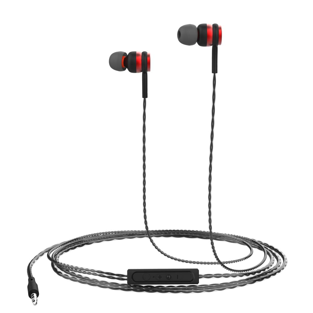 Portronics Conch Gama in-Ear Wired Earphone, 1.2m Tangle Free Cable, in-Line Mic, Noise Isolation 3.5mm Aux Port and High Bass(Black)