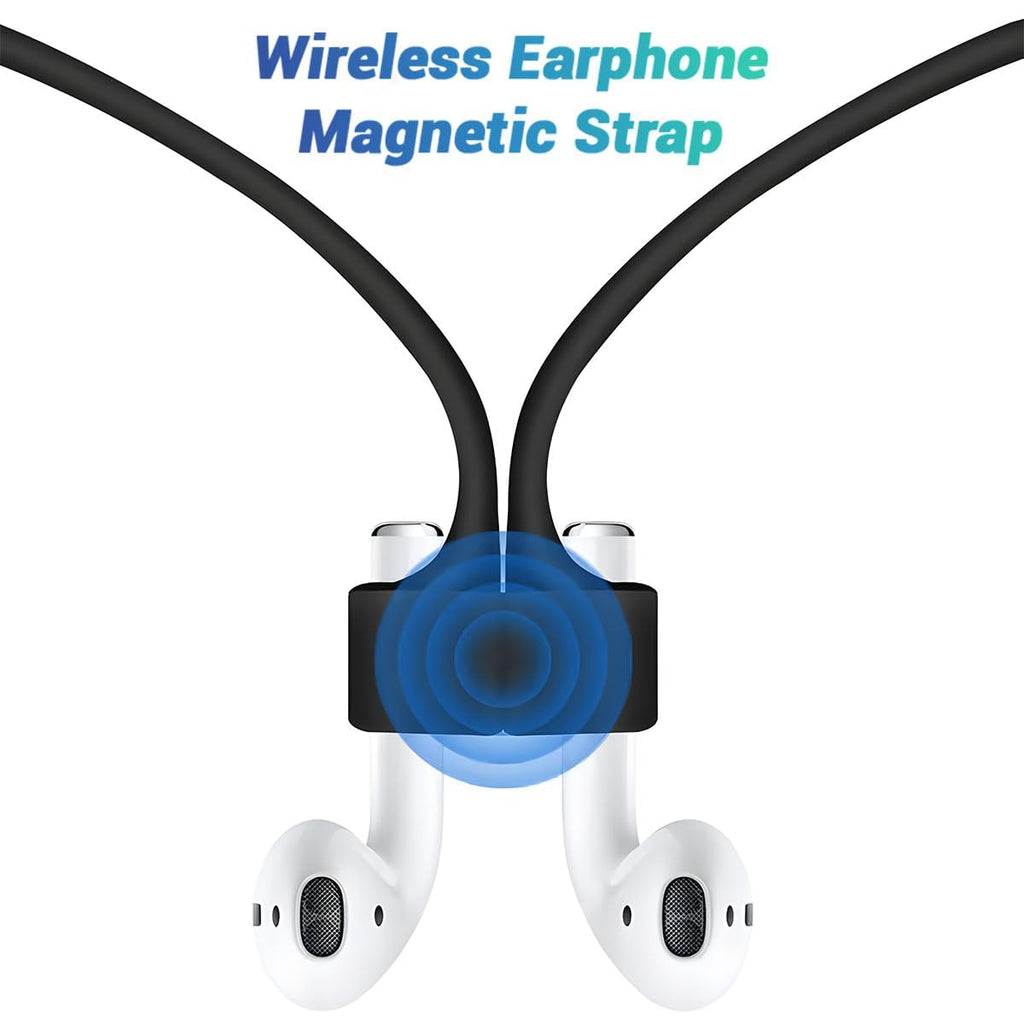 KEKOZE Anti-Lost Magnetic Strap Silicone Cable Connector String Compatible with Apple Wireless Pro/Pro 2/1,2&3 / Neck Rope Cord - Black