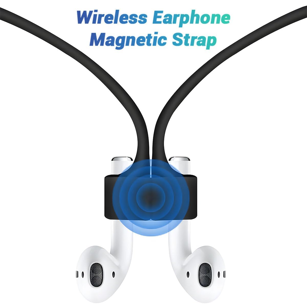 KEKOZE Anti-Lost Magnetic Strap Silicone Cable Connector String Compatible with Apple Wireless Pro/Pro 2/1,2&3 / Neck Rope Cord - Black