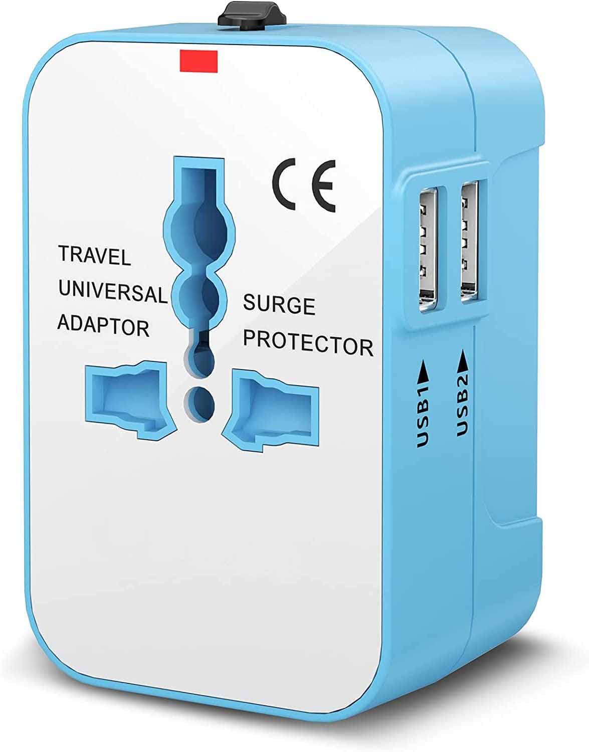 rts Universal Travel Adapter, International All in One Worldwide Travel Adapter and Wall Charger with USB Ports with Multi Type Power Outlet USB 2.1A,100-250 Voltage Travel Charger (Black)