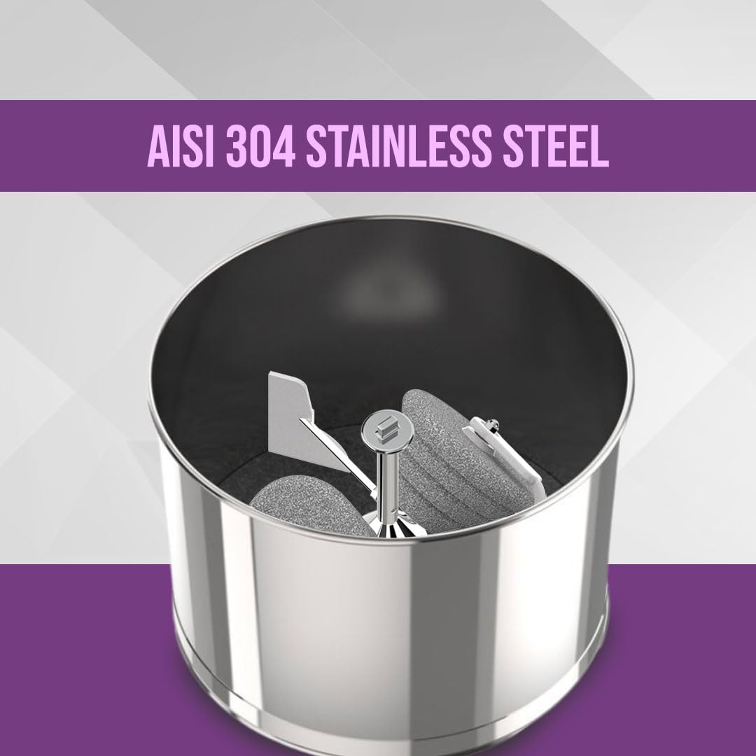 Ultra Grind+ Gold 2 Litre Table Top Wet Grinder - White | Fast Grinding Conical Stones, 150W Motor & 5 Years Warranty | AISI 304 Food-Grade SS Multi Utility Cylindrical Drum, Light Weight