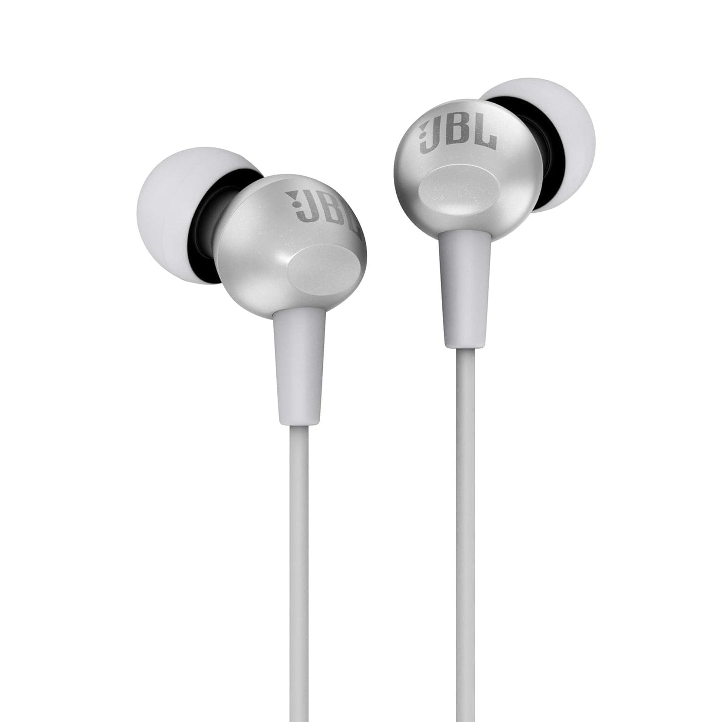 JBL C200SI, Premium in Ear Wired Earphones with Mic, Signature Sound, One Button Multi-Function Remote, Premium Metallic Finish, Angled Earbuds for Comfort fit (Gun Metal)