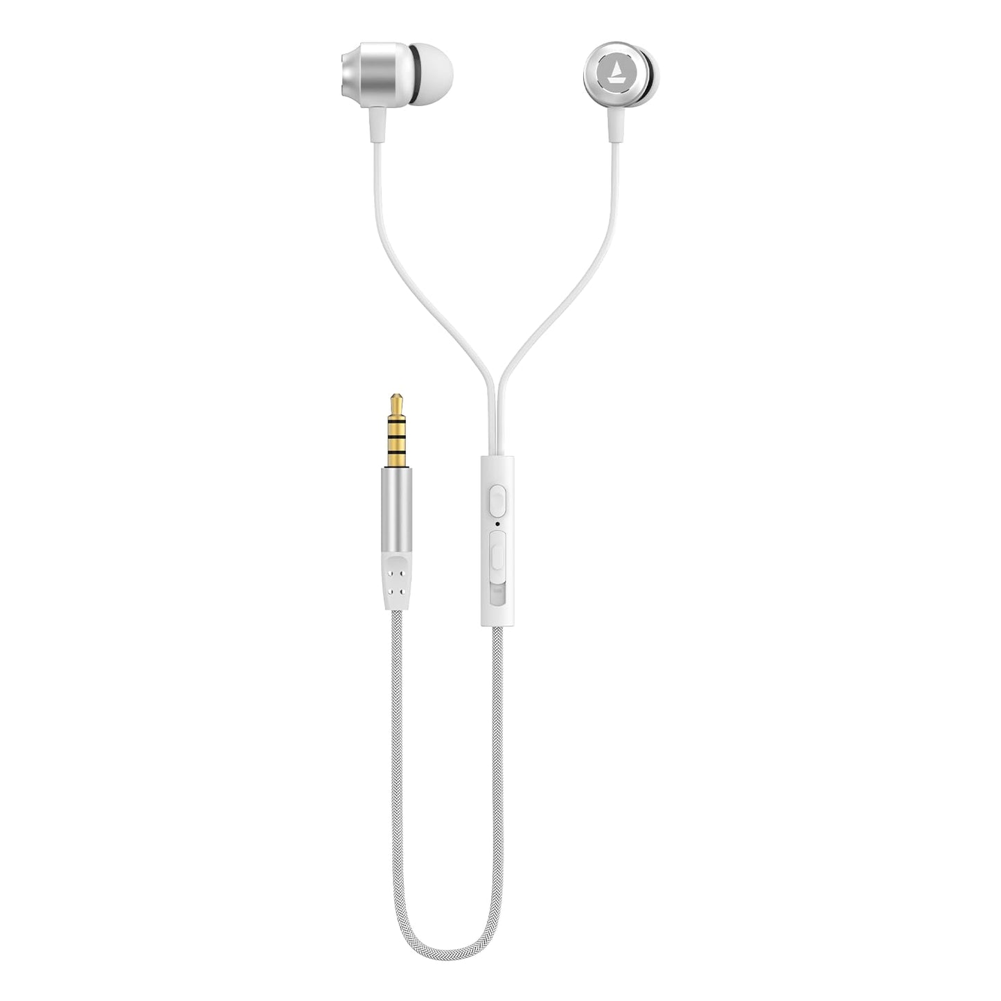 boAt Bassheads 162 V2 Wired Earphones with 10Mm Drivers, Metallic in Ear Earbuds, Integrated Controls, in-Line Microphone, Ergonomic Fit, Braided Cable & 3.5Mm Jack(Calm Blue)