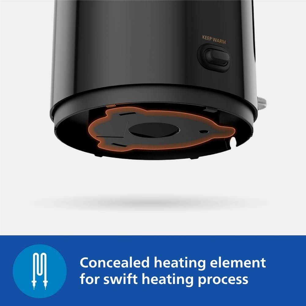 Philips Double walled electric kettle with Keep Warm function, 1.5L, 1300W, Auto shut off, 2yrs Warranty (HD9378/80)