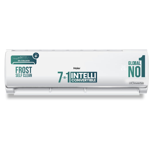 Haier 1.5 Ton 3 Star Twin Inverter Split AC (Copper, 7 in 1 Convertible, Frost Self Clean, HD Filter, Cools at 54°C, Long Air Throw - HSU17VP-TQS3BN-INV, White)